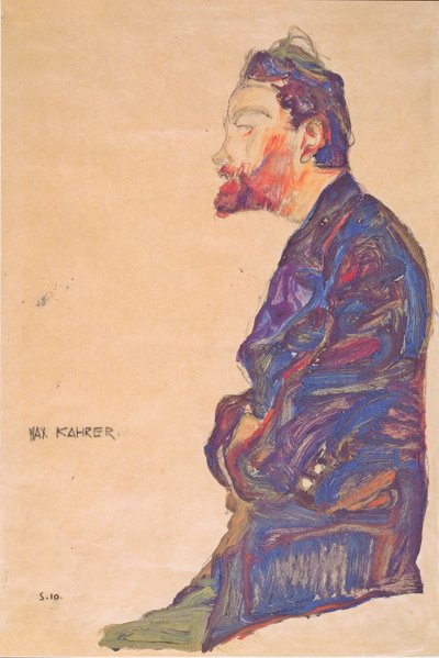 Max Kahrer in Profile by Egon Schiele